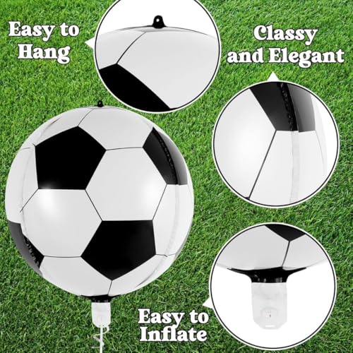 Image of Wanna Party Soccer Orbz Balloons I Soccer Foil Balloons | 4D Soccer Balloon for Soccer Party Decorations | Soccer Foil Balloons, Soccer Birthday Decorations | Soccer Party Favors