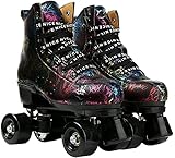 【Diseño clásico de doble hilera classic Nuestros patines derby de rodillos de doble hilera clásicos son más seguros y más estables que los patines de ruedas rectas, ideales para principiantes y mujeres u hombres que desean aprender a patinar fácilmente. Compre un par, podrá disfrutar de la diversión del patinaje sobre ruedas.