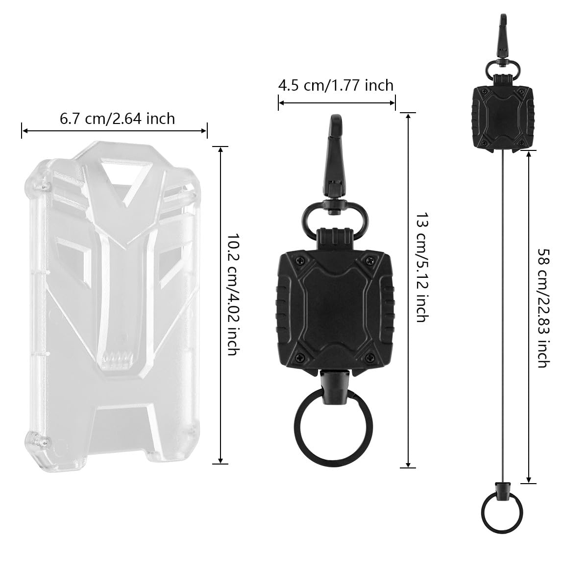 Mecool 2 Pcs Retractable Badge Holders Hard Plastic Extendable Lanyard with Card Holder, Square - Image 4