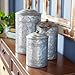 Deco 79 Metal Living Room Decorative Jars Galvanized Ribbed Decorative Container with Gold Ball Knobs, Set of 3 Jar with Lid 12