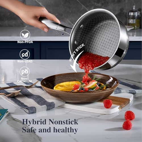 Image of Hybrid Nonstick Pot Set,pot,1.5+2 QT sauce pan,5 QT Stock Pot with Glass Lid