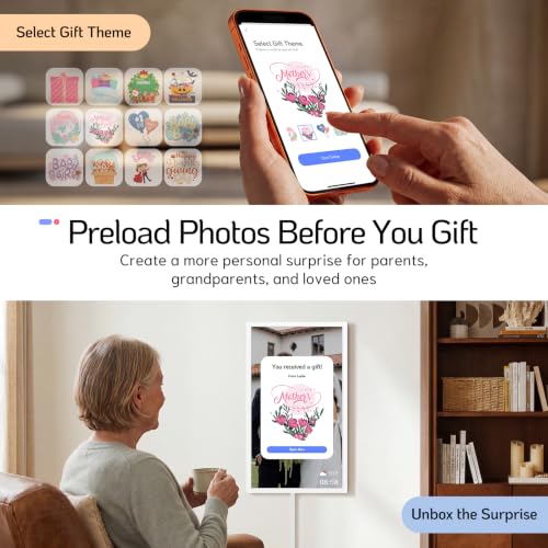 Image of NexFoto Touchscreen Digital Picture Frame Large 21.5 Inch, WiFi Digital Photo Frame 64GB, Add Pics from Google Photos, Upload via App /USB /Micro SD, Gifts for Wedding /Mom /Grandparents, White