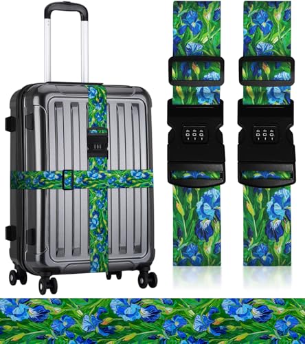 Image of Luggage Straps for Suitcases Travel Belt Luggage Band with Lock Heavy Duty Traveling Luggage Identifier Flower Cute Women Girls Unique Accesory Personalized