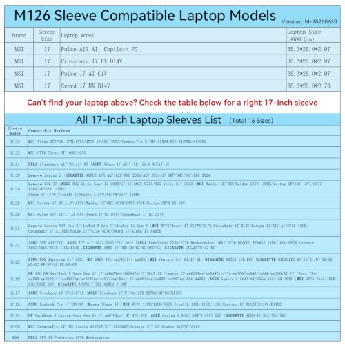 Image of Smatree M126 Hard Protective 17 inch Laptop Sleeve Case for MSI | Compatible for MSI Pulse A17 AI Copilot+ PC, for Crosshair 17 HX D14V, for Pulse 17 AI C1V, for Sword 17 HX B14V(X8328)
