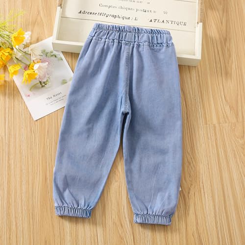 Toddler Girls Harem Jeans Elastic Waist Thin Denim Pants Loose Stretch Joggers for Babies & Toddlers Kids Swear Pants4