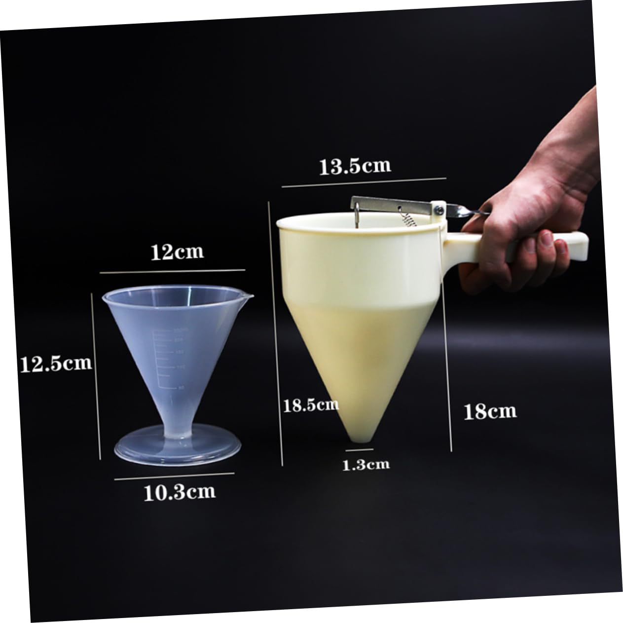 OFFSCH Conical Funnel Dispenser Manual Press Batter Dispenser Chocolate Funnel for Cream Baking Utensil Plastic Conical Feeder Random Color