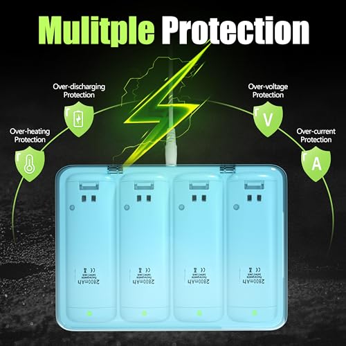 Image of Charger Station Compatible with Wii U Remote Battery & Wii Battery Pack, 4Pack Rechargable Batteries Compatible with WiiU Wii Remote Controller