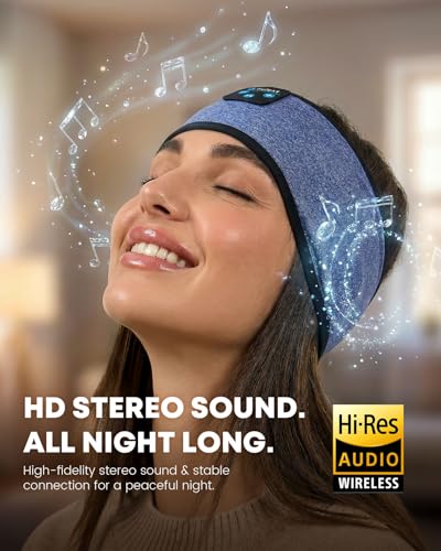 Image of Sleep Headphones Headband10Hrs Bluetooth Headband with Cozy Earbuds Comfortable Sleeping Headphones for Side Sleepers, Sleep & Lounge Gift Idea for Women Men