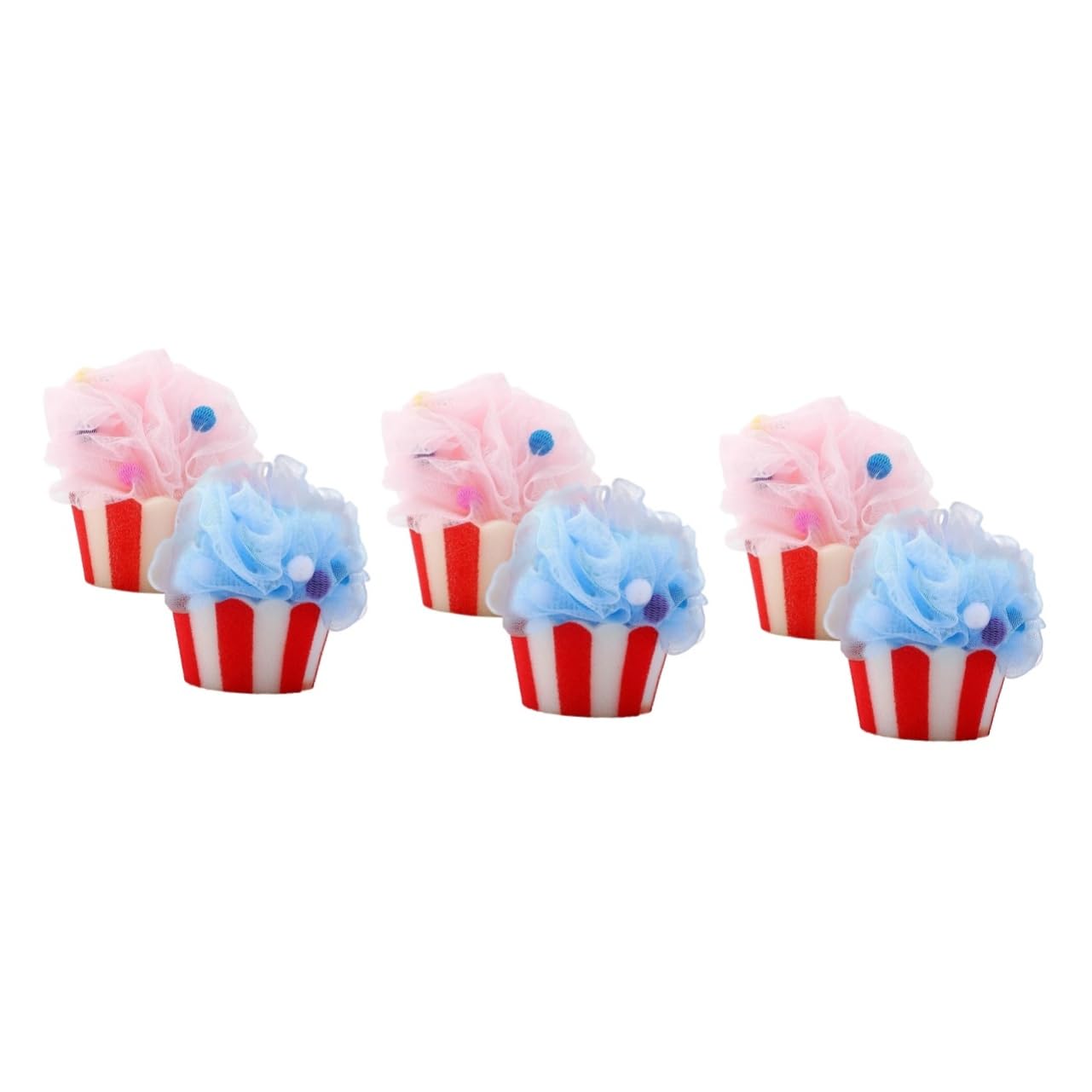 Healeved 6piezas Bolas De Esponjas De Baño Forma De Helado De Exfoliantes y Suaves Para Hombres Limpieza Profunda y Rica Para Fiestas y Celebraciones