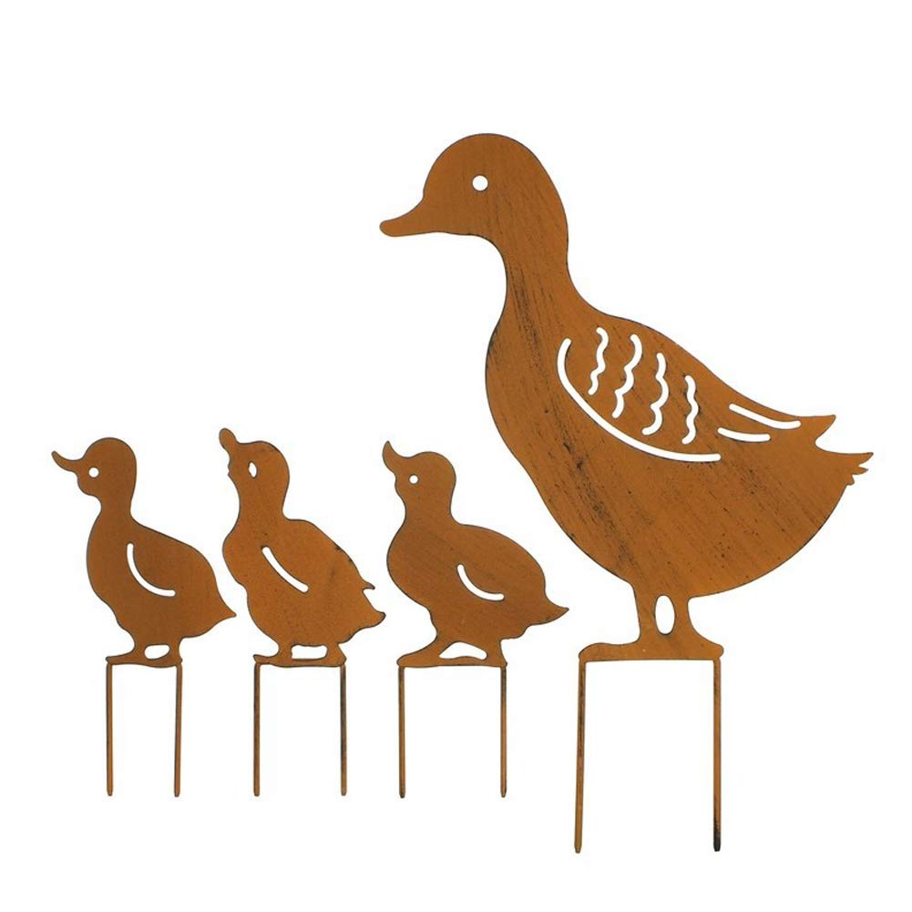 Canard ornement de jardin en métal déco extérieure pour pelouse 4PCS