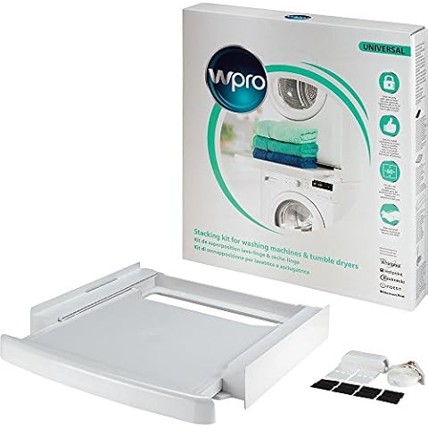 wpro SKS101 - Waschmaschinenzubehör/ Trocknerzubehör/ Verbindungsrahmen m. Ablage/ Zwischenbaurahmen Waschmaschine u. Trockner/ Universell für alle Marken/ 60x60cm Cover