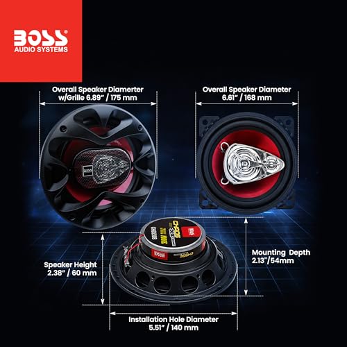 BOSS Audio Systems CH6530 Chaos Series 6.5 Inch Car Door Speakers - 300 Watts (Pair), 3 Way, Full Range, Tweeters, Coaxial, Sold in Pairs - Image 6