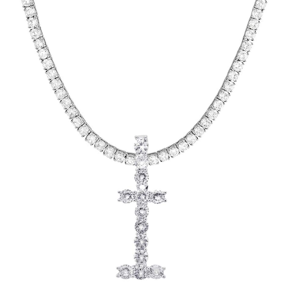 Initial Necklace Silver Tennis Necklaces for Women Tennis Chain custom name necklace Bling CZ personalized Letter Necklace women men