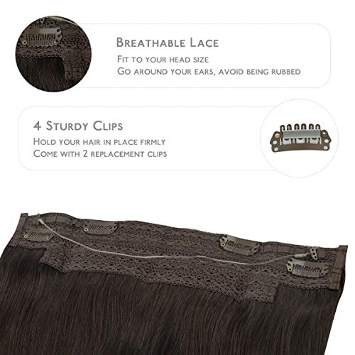 Image of WENNALIFE Wire Hair Extensions Real Human Hair 12 inch 70g Dark Brown Remy Hair Invisible Transparent Wire Straight Reusable Natural Easy to Apply Reusable for Volume Extensiones De Cabello Humano