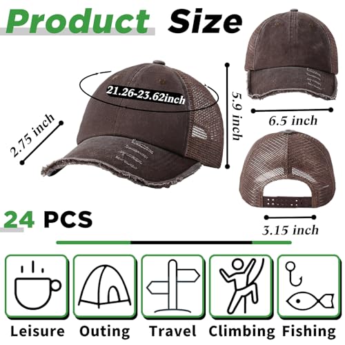 Image of Suhine 24 Pcs Blank Trucker Hat Bulk Unisex Mesh Baseball Cap for Sublimation Embroidery Vintage Adjustable Hat for Men Women