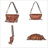 Bauchtasche aus Leder für Damen, Crossbody-Tasche mit abnehmbaren Fransen, modische Hüfttaschen, Braun, Medium, Boho #4