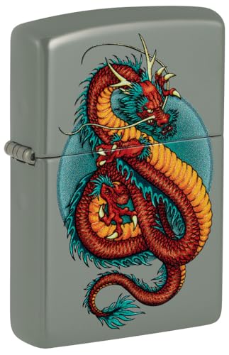 Encendedor Zippo Dragon Rojo Chino Verde Mate miniatura 1