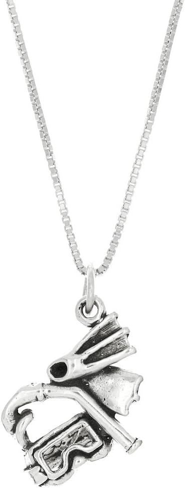LGU Sterling Silver Three Dimensional Scuba Diving Gear Necklace