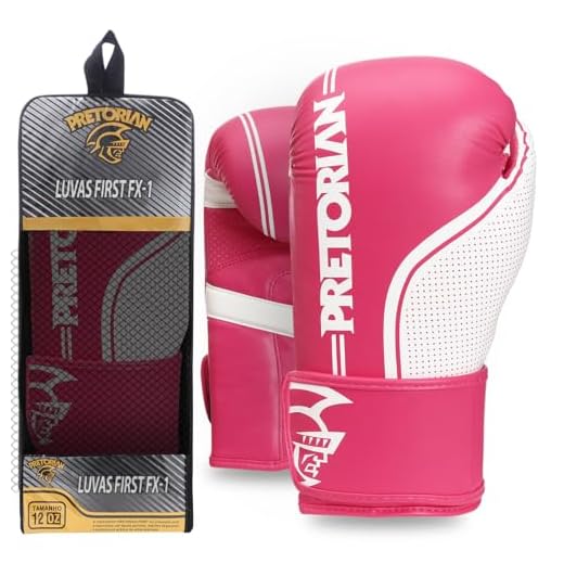 Luva de Boxe e Muay Thai First FX1 Pretorian - Rosa/Branco - 10 Oz