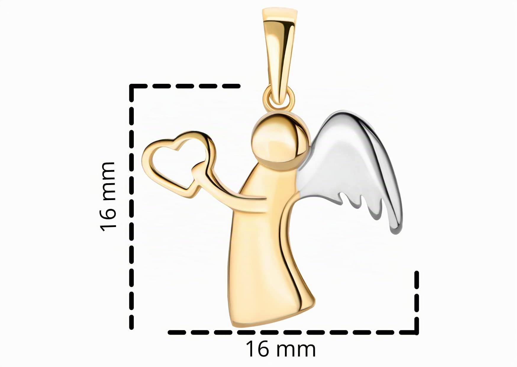 PRINS JEWELS 14 Karat 585 Bicolor Gold Schutz Engel Anhänger