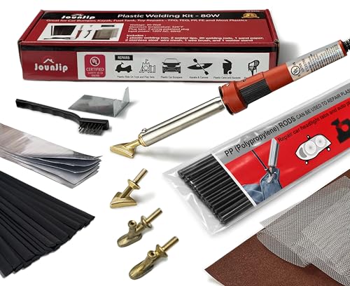 JOUNJIP Plastic Welding Kit Deluxe -UL Certified Plastic Welder 80W Iron- Professional Grade Plastic Repair Kit for Automotive Car Bumper, Kayak, Tank Repair