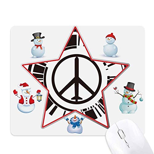 Tapis de souris symbole de la paix famille bonhomme de neige et étoile anti-guerre