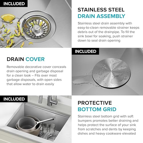 KRAUS Stainless Steel 23 in Undermount Kitchen Sink KWU111-23 - image 8