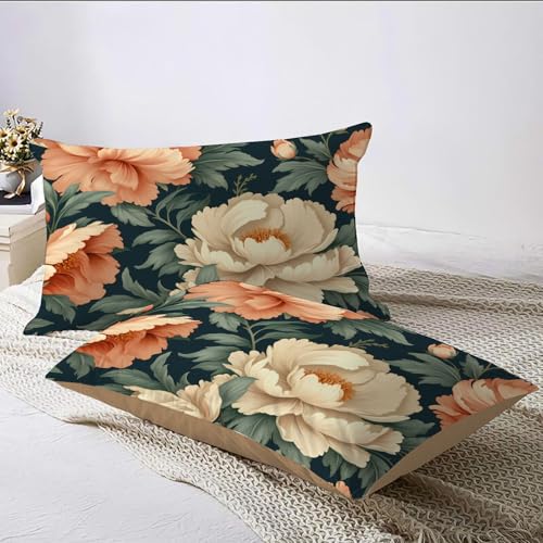 Housse de couette 240x260 microfibres douce zip pivoine 3D - 7