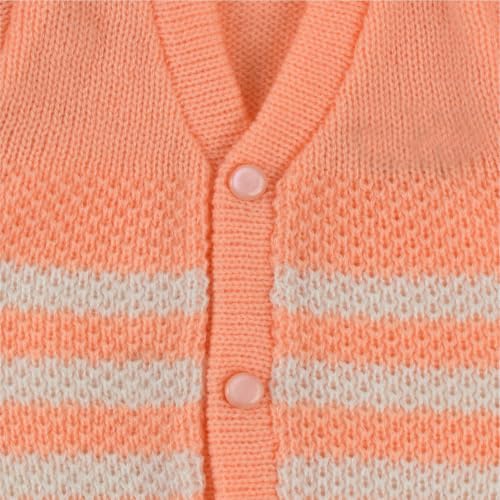 Image of Baby Woolen Sweater for Boys & Girls | Soft Knitted Winter Cardigan | Warm Full Sleeve Winter Wear for Newborn, Infant & Toddler Combo Orange and Green (0 to 3 Months) Pack of 2