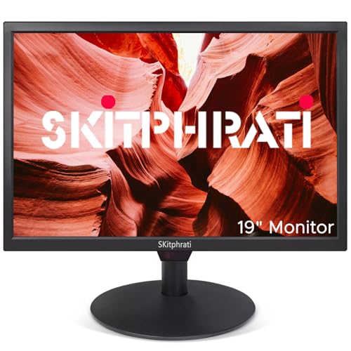 Image of SKitphrati 19 inch HD 1440x900 PC Monitor, 60Hz 5ms LED Screen Computer Monitor with HDMI /VGA /AV /BNC /USB, Built-in Speakers, VESA Mount, for Laptop PC Desktop Office Home Use