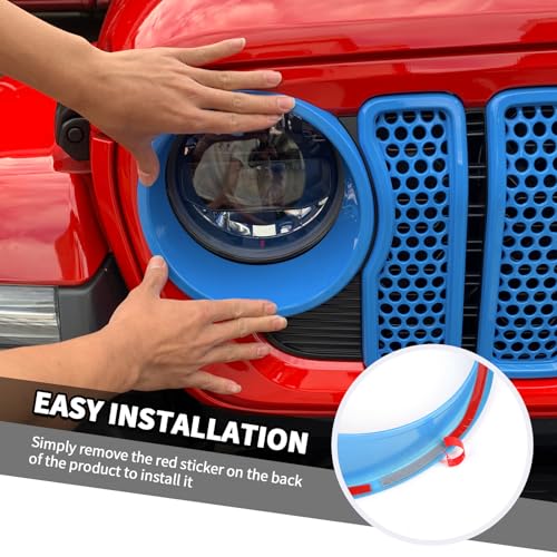 Image of 9PCS Headlight Cover & Front Grill Mesh Inserts Compatible with Jeep Wrangler JL JLU 2024+, NOT FIT JL Sport /Sport S (Light Blue)