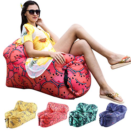 Inflatable Lounger Air Sofa Chair with U-Shape Neck Pillow and Handy Storage Bag for Camping&Hiking & Swimming Pool to use as Mattress (Outdoor&Indoor)