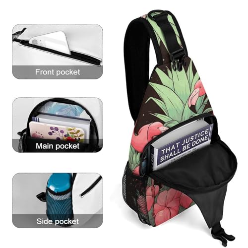 Pineapple Flamingos Sling Bag for Men Women - Adjustable Crossbody Chest Backpack, 15" Travel Hiking Fanny Pack4