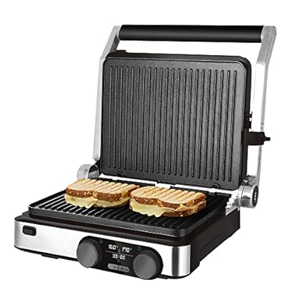 Cecotec Elektrischer Tischgrill Rock'nGrill Dual 2000 W, Temperaturregelung auf jeder Platte unabhängig voneinander, abnehmbare und antihaftbeschichtete Platten, 180º zu öffnen
