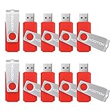 KOOTION 10PCS 1GB USB 2.0 Flash Drives 10 Pack Flash Drives Pen Drives Memory Stick Thumb Drives, Red