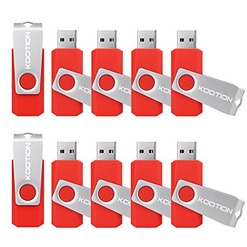 KOOTION 10PCS 1GB USB 2.0 Flash Drives 10 Pack Flash Drives Pen Drives Memory Stick Thumb Drives, Red