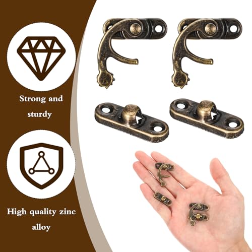 4 Stück Antike Vorhängeschloss Spannverschluss, Vintage Schnell Verschluss Rechte Riegelhaken Haspe Riegel Bronze Schwingenriegel Mit Schrauben Für Möbel Holzkisten Schmuck Kästchen