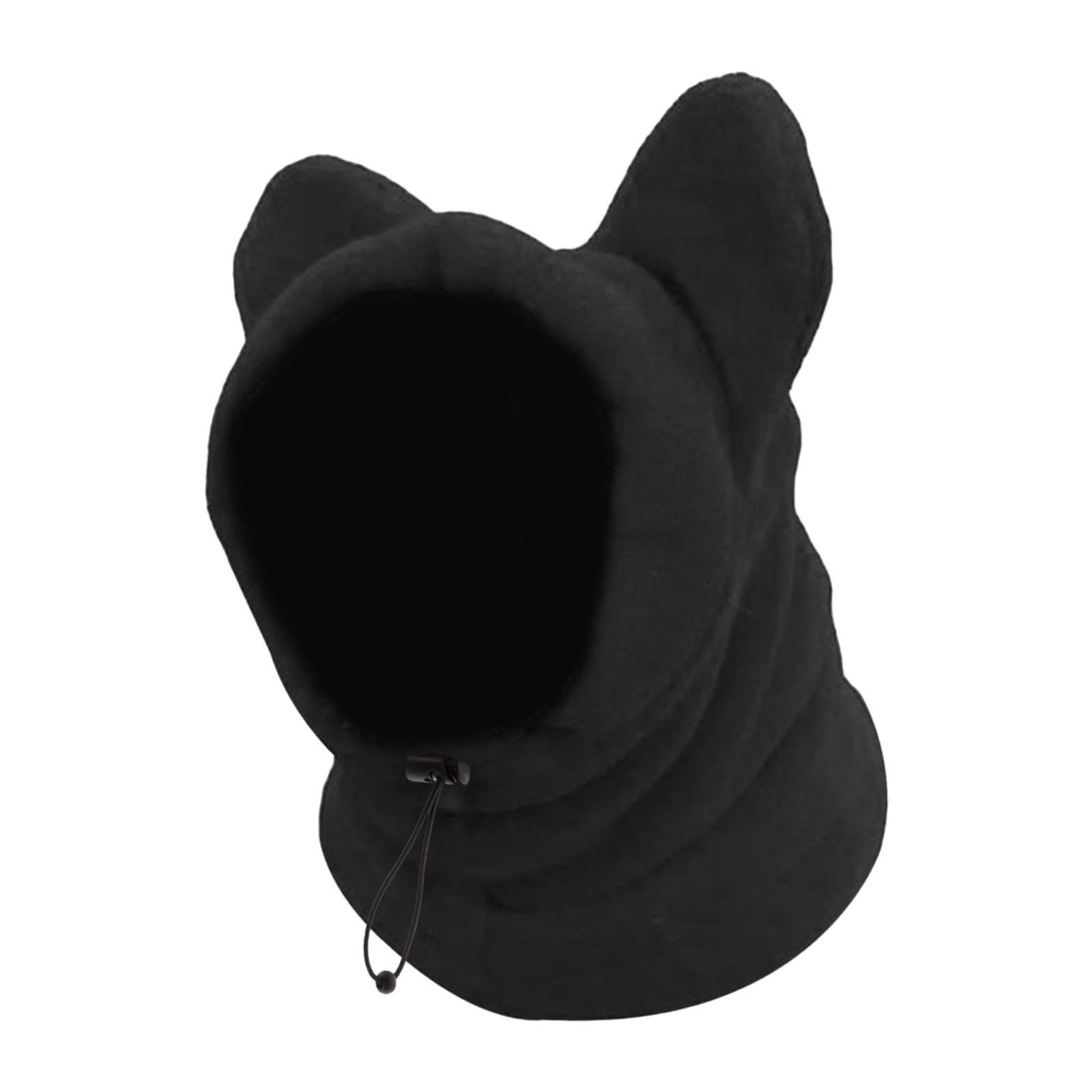 predolo Dog Hood Warm Hat, Winter Dog Hat, Thickened Neck Warmer Scarf Ears Hoodie, Hat Head Wrap, Adjustable Soft Windproof Hooded Silent Ear Protector New Year Gift for Your Pets, Black L