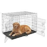 LEADZM Cage pour Chien   Cage Chien Pliable avec 2 Portes, Matériau métallique, Plateau Amovible (XXL 121 x 74 x 81 cm)