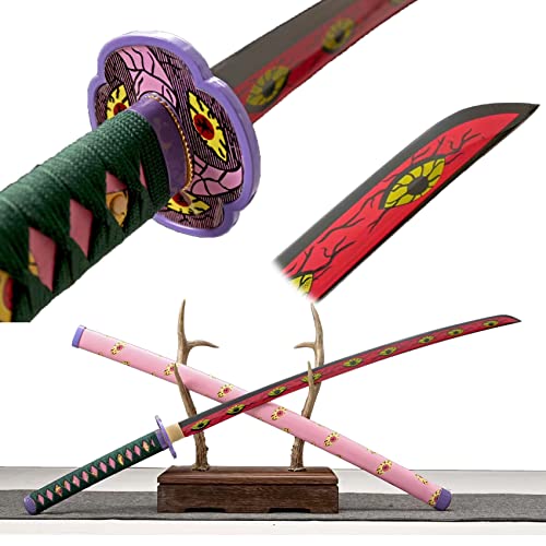 Demon Slayer Inspired Japanese Katana Hand Forged Carbon Steel Blade Lacquered Scabbard Anime Collectible - Kokushibo