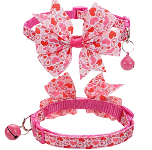 Collar de corbata de gato para San Valentín con pajarita de corazones 6