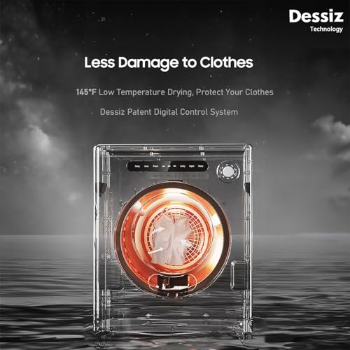Image of Dessiz 110V 970W Dryer 1.6 cu.ft for Laundry with Exhaust Pipe and 11lbs Electric Dryers with Stainless Steel Tub, Suitable for Apartments, Dorm, RVs- White Auto Stop