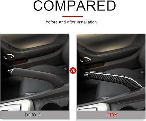 Miniatura 6 de AIRSPEED Cubierta de freno de mano de coche de fibra de carbono agarre de estacionamiento manija manija protector de manga para Chevrolet Camaro