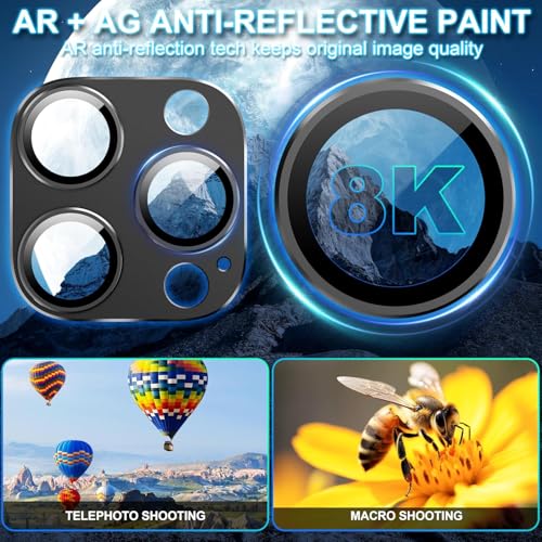 Image of PACK OF 2 Camera Lens Protector For IPHONE 16 PRO / 16 PRO MAX (BLACK) UHD 9H Glass, Anti Drop, Scratch Resistant, Case Friendly, Removable, Waterproof, Heavy Duty Camera Protector.