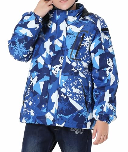Image of Kid's Ski Jacket Waterproof Winter Coat Boy's and Girl's Fleece Snowboarding Jackets with Detachable Hood