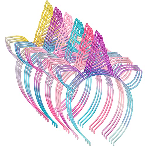 URSKYTOUS 18Pcs Unicorn Birthday Party Favors Unicorn headbands for Girls Halloween Christmas Party Supplies Gift Cosplay Plastic Hairbands Hair Loop Headware Accessories for Teens Children(Bright)