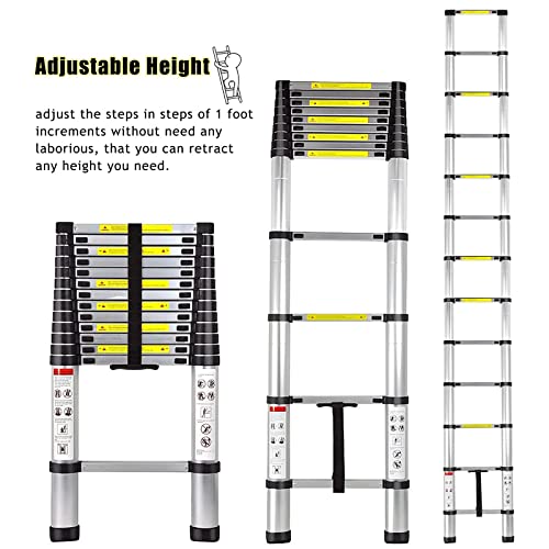 Telescoping Ladder 10.5Ft Aluminum Telescopic Extension Ladder Retract Collapsible Ladder Portable Multi-Purpose Lightweight Compact Folding Ladder With En131 Certified #TOP2