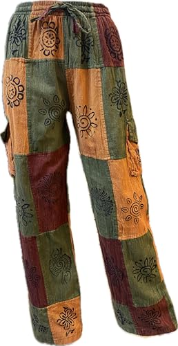 Karma Handicrafts Patchwork Hippy Cotton Festival Trouser Boho Yoga Pant Wide Leg Combat Nepal S23
