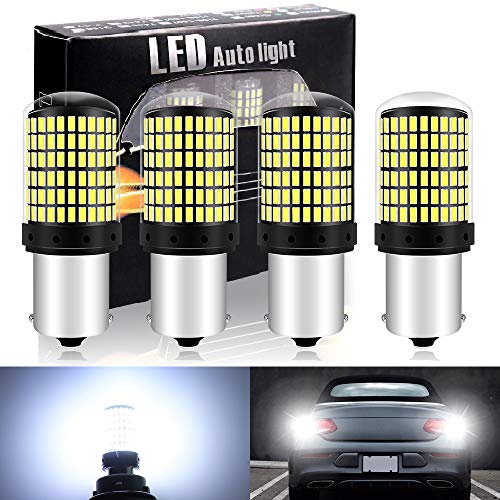 Qoope 4Pcs 1500 Lumens 1156 1141 Led Bulb White Super Bright 144Smd Glass Bulb 7506 Ba15S 12-24V Bulb Replacement For Turn Signal/Tail Brake/Reverse Backup/Daytime Running/Rv Camper Interior Light #TOP7