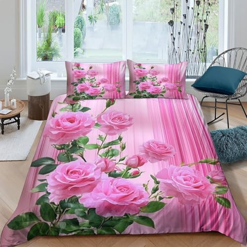 Parure de lit microfibre 200x200 motif cœurs roses 3D - 4